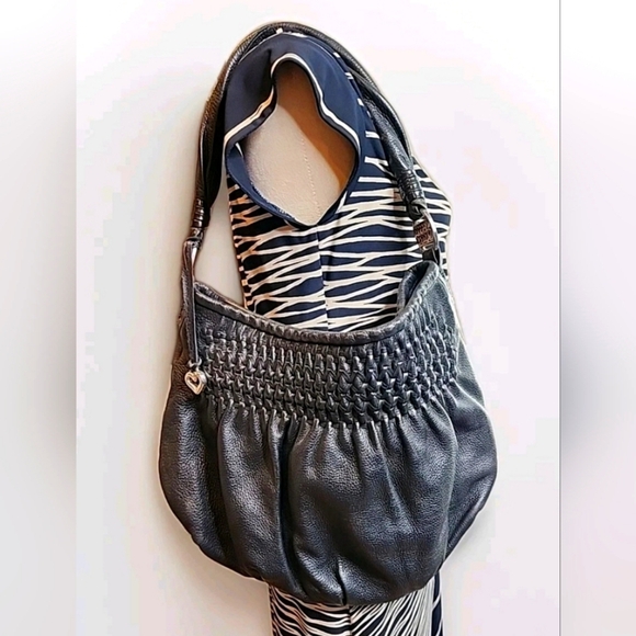 Brighton Handbags - Brighton Large Black Leather Hobo Shoulder Bag Purse 18x12x8"